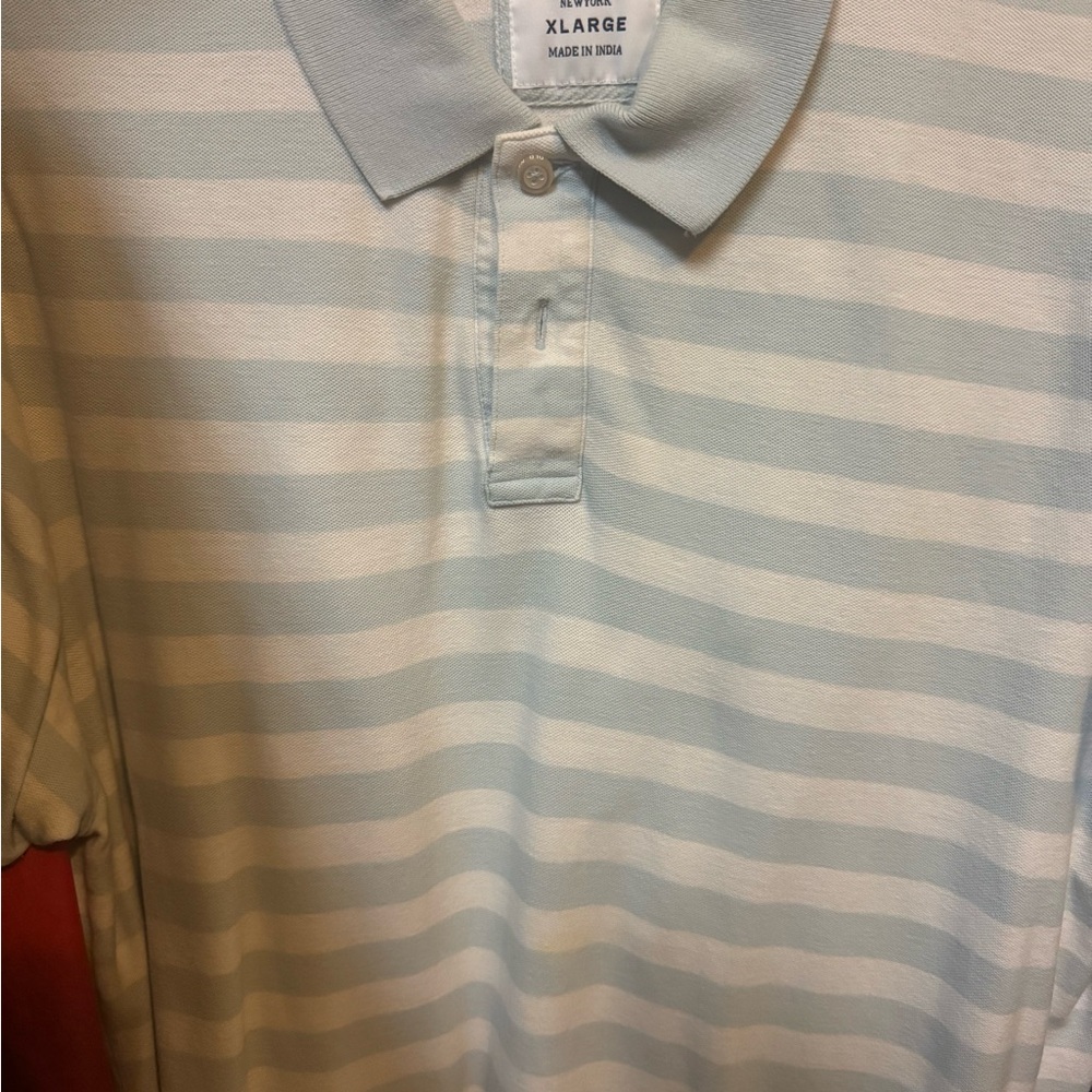 Men's Light Blue Old Navy Striped Polo Shirt
